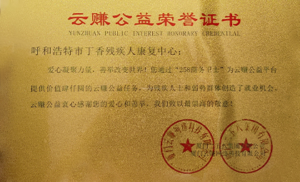 云赚公益荣誉证书
